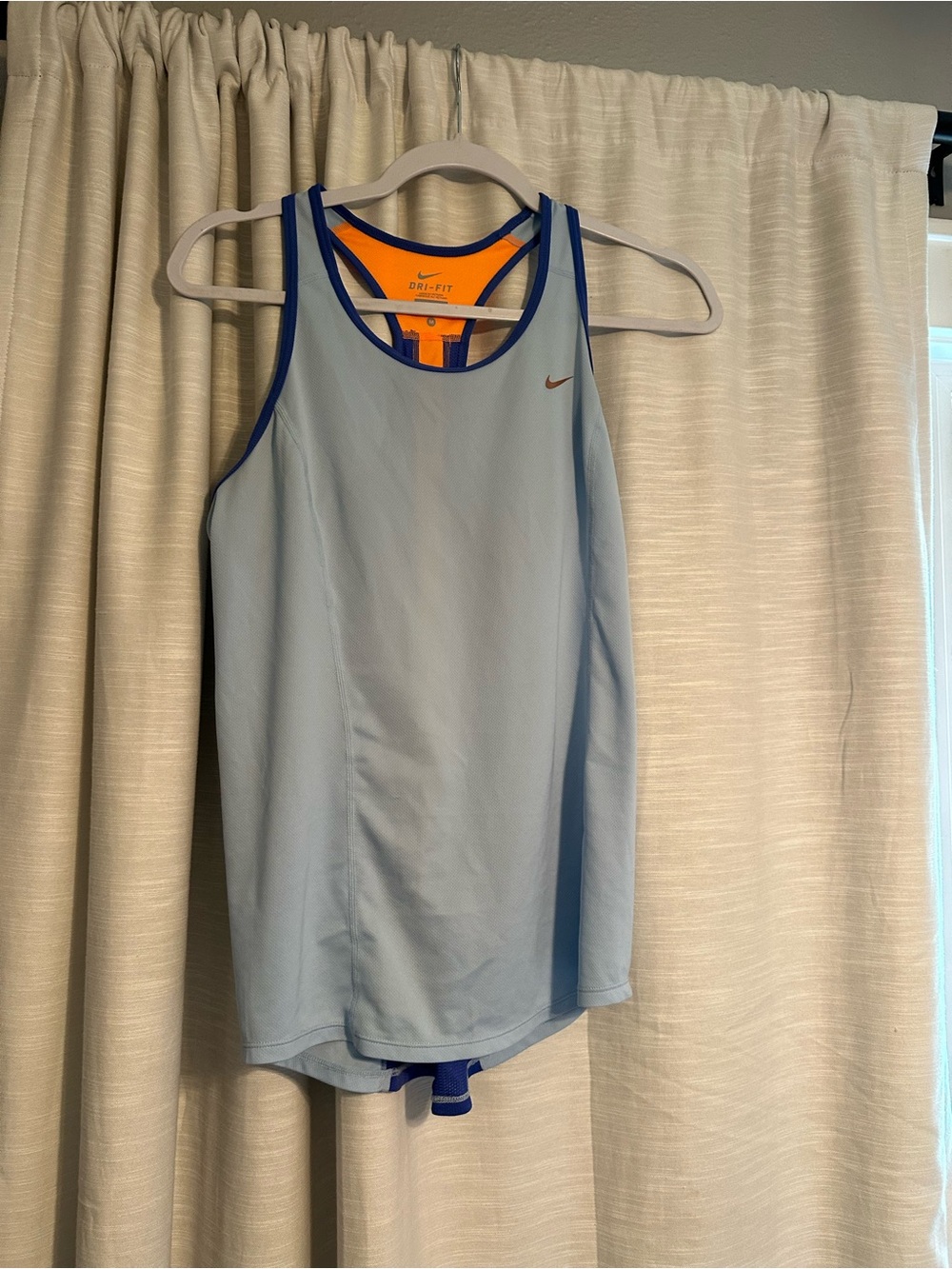 Nike Light Blue and Orange Dri-FIT Racerback Tank
